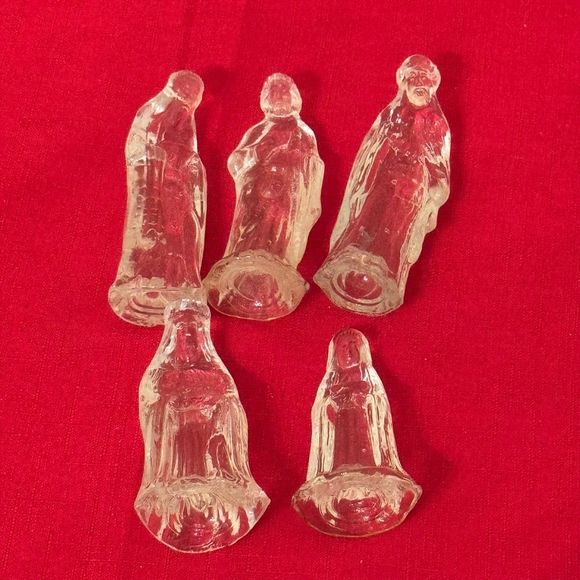 Miniature Glass Nativity Set 5 Pieces Mary Joseph Jesus Kings 4” tall - Picture 3 of 4